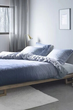 Marco Polo King Duvet Cover Set Blue Stripe Reversible Cotton Sateen